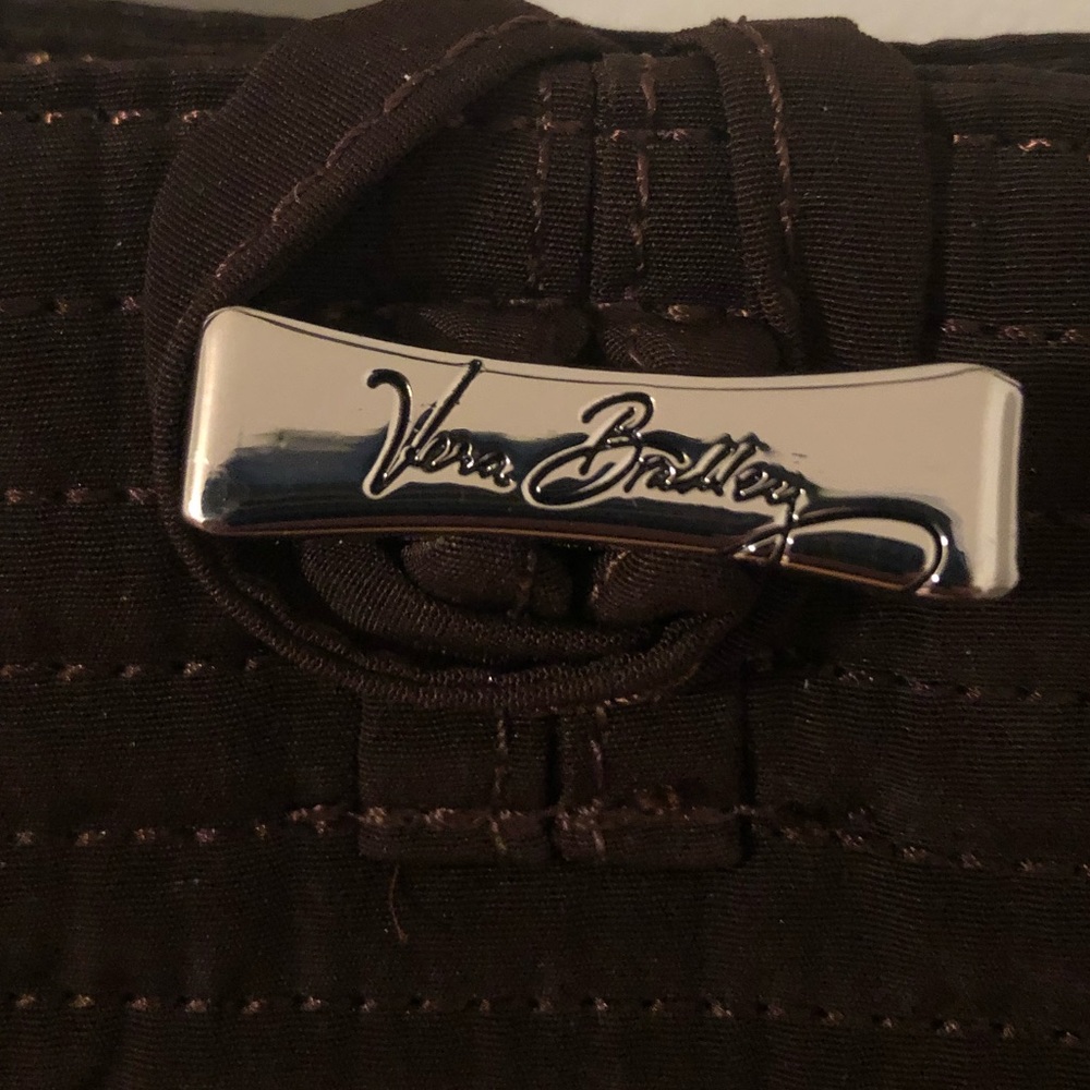 Vera Bradley dark brown shoulder bag/purse. Button closure with 3 inside pockets - Picture 2 of 8